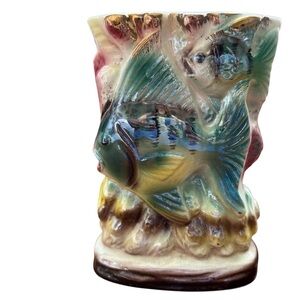 Vintage Japan Angelfish Ceramic Vase - Mid Century Kitsch Tropical Decor